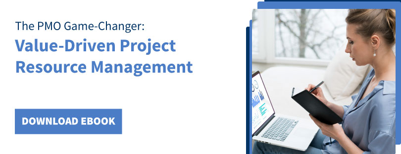 Banner displaying PMO game-changer value-driven project resource management guide