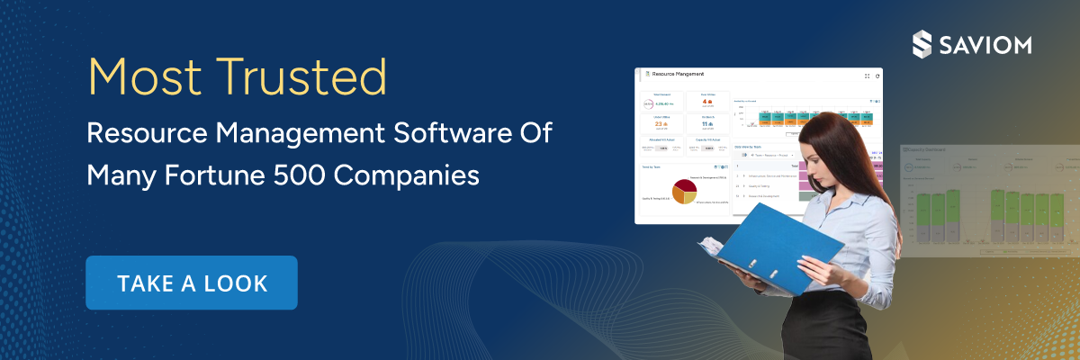Banner displaying the most trusted resource management software of many Fortune 500 companies.