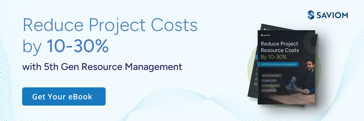 Banner displaying how 5th gen resource management guide reduces project cost.