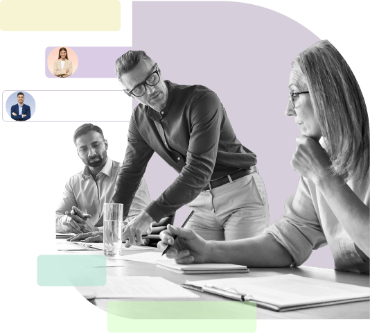 Team discussion in an office setting