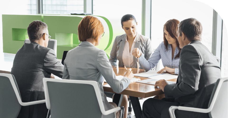 Professionals evaluating related PMO solutions for governance, planning, and risk management