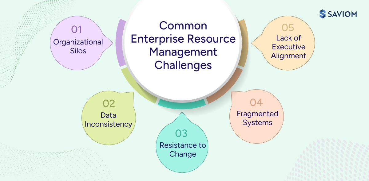 Diagram highlighting five common ERM challenges.