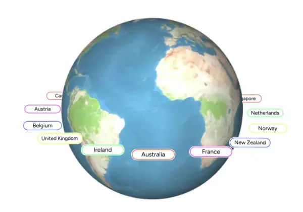 Globe showing SAVIOM's presence across different countries