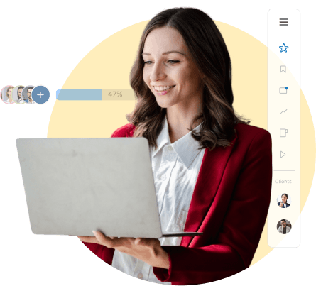 KaryaPro platform user reviewing project delivery metrics on a laptop